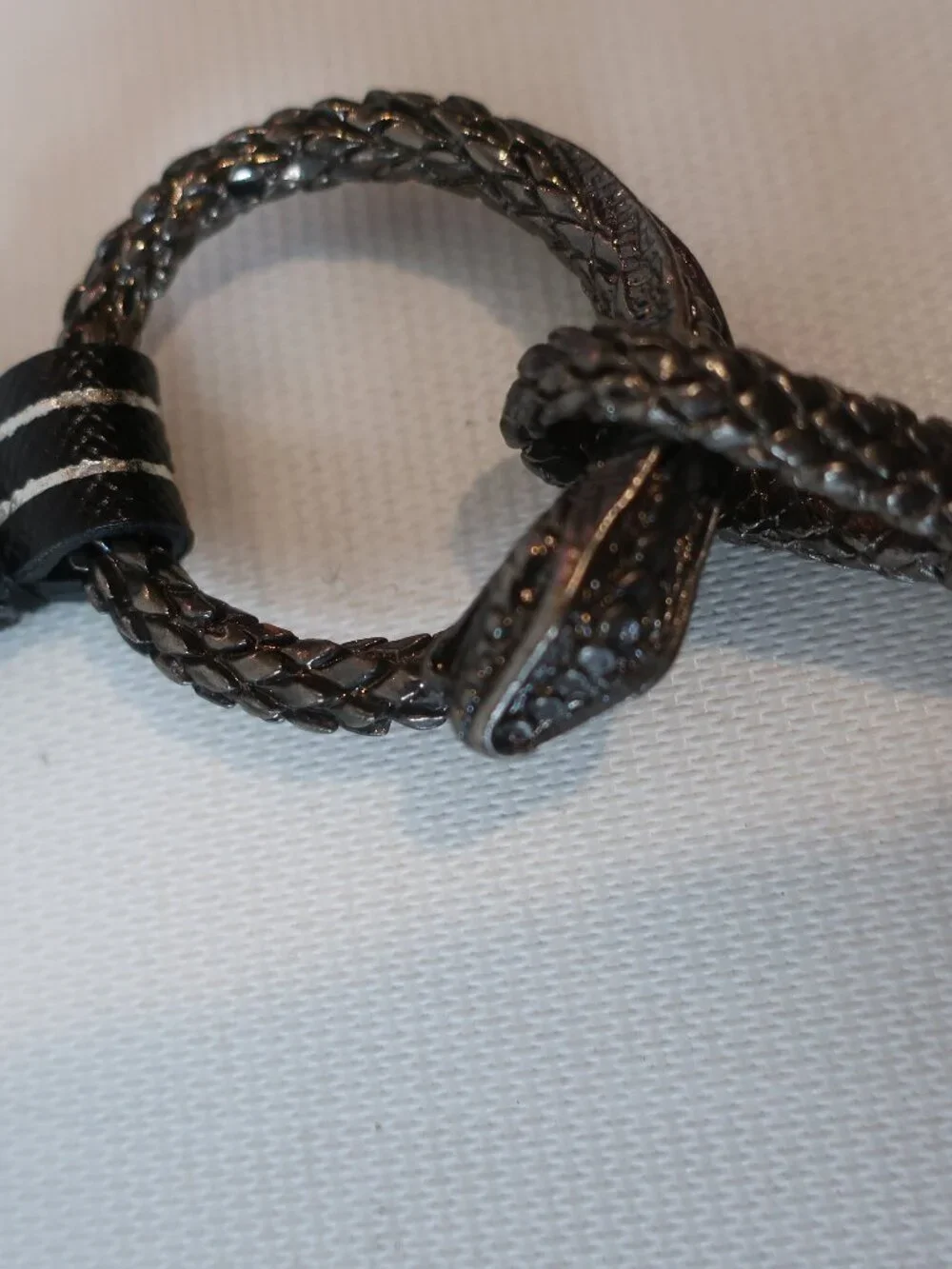 Womens Unbranded Silver Black Metal Python Snake Head Chain Link Waist Belt M